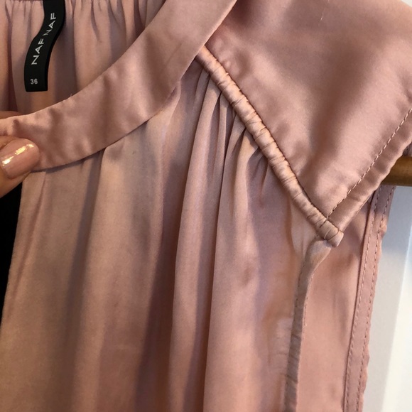 Silky Naf Naf soft pink/black sleeveless blouse - Picture 6 of 7